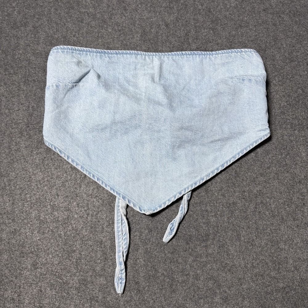 ZARA Denim Tube Tie Crop Top Size M Y2K‎ Rave Festival Grunge Retro